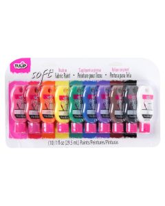Tulip Soft Fabric Paint Permanent Fabric Paint for Clothes Rainbow Colors 10 Pack 1 fl oz bottles Matte Finish Stays Flexible After Washing