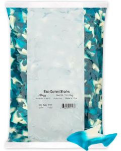 Albanese World's Best Blue Gummi Sharks - 5lbs of Soft and Chewy Candy, Gluten Free, Fat Free, Firecracker Pop Flavor