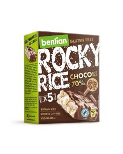 Benlian Rocky Rice Bars Dark Choco 70%, 5 x 18g