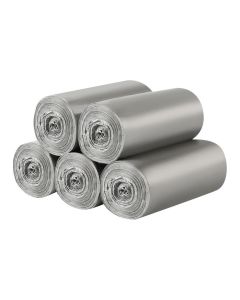 5 Rolls Small Trash Bags - 100 Counts Durable 4 Gallon Small Garbage Bags for home office kitchen Bathroom Bedroom Trash Can liners（Silver）