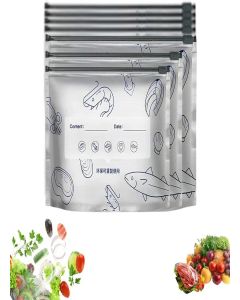 IQS ENTERPRISE Reusable Aluminum Foil Bag Aluminum Foil Seal Bags with Label and Zip Lock Sealable Bags for Vegetables, Fruits, Meat Food (pack of 10)