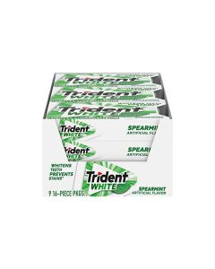 Trident White Spearmint SugarFree Chewing Gum 9 Pack of 16 Pieces 144 Total Pieces
