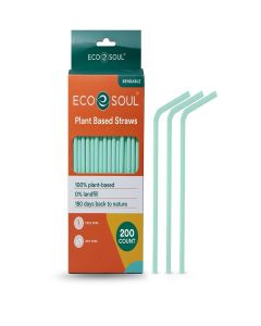 ECO SOUL Straws [200 Count][8.25"] Eco-Friendly Disposable Straws, Cocktail Cold Drink Smoothie Bendable