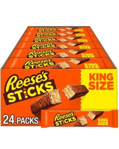 REESES STICKS Milk Chocolate Peanut Butter Wafer King Size Candy Packs 3 oz 24 Count