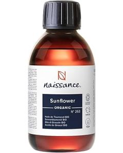 Naissance Organic Sunflower Oil 225ml Certified Organic and Vegan Hydrating and Moisturising Oil for Skin