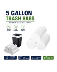 5 Gallon Trash Bags 60 Count (2 Rolls x 30 Bags) – Small Garbage Bags for Home, Office & Bathroom Bins – Strong Leakproof Bin Liners, 45 x 52 cm