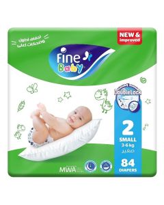 Fine Baby Total 7 Diapers, Size 2 Small (3-6kg), 84 Count – Soft, Absorbent & Leak Proof Baby Diapers