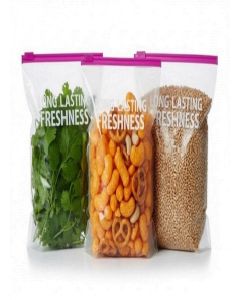 ZILLTOYIN Pink - 15 Pcs Vegetable Bag For Fridge / Ziplock Bags For Travel Packing / Long-lasting, Ziplock Pouch / Zip Lock Bag / Zip Lock Covers, Ideal For Kitchen Storage Or Organizing Accessories