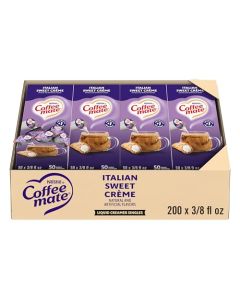 Nestle Coffee mate Coffee Creamer Italian Sweet Creme Liquid Creamer Singles Non Dairy No Refrigeration 0375 fl oz Tubs Pack of 200
