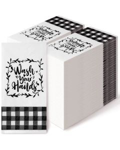 200 Pcs Disposable Guest Napkins Paper Hand Towels for Bathroom Black and White Paper Towels Farmhouse Dinner Decorative Wash Your Hands for Birthday Wedding Party Home Kitchen Restroom