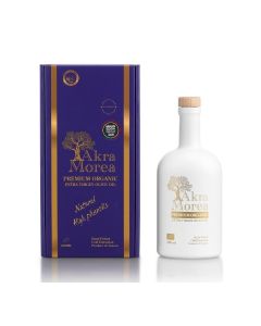 Akra Morea Premium Organic Greek Extra Virgin Olive Oil (500ml) / High Polyphenol EVOO (596 mg/kg as Tyrosol) / Cold Pressed, Hand Picked, High Phenolic Greek Olive Oil