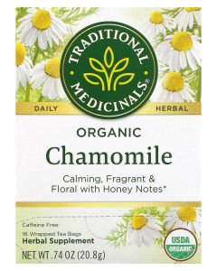 Organic Chamomile Caffeine Free 16 Wrapped Tea Bags 0.74 oz (20.8 g)