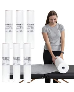 MASERTIO Disposable Massage Bed Cover - 60 Sheets Per Roll, Non-woven Disposable Material - Ideal for Spa, Massage Table, Tattoo, Waxing Table - No Crinkle Table Sheets - 31.5 x 71 Inches (6 Rolls)