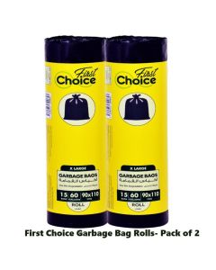 First Choice, Bio-Degradable,Pack of 2, 60 Gallons, 2x15s Garbage Bags, Size 90x110 cm, Trash Bags, Bin Liner, Waste Bags for Indoor and Outdoor Purposes, XL
