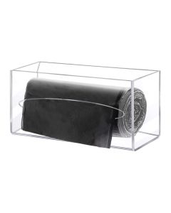 Trash Bag Dispenser Holder Acrylic Garbage Bag Dispenser Roll Holder Grocery Plastic Bag Dispenser Wall Mount Single Side Loaded Trash Bag Organizer Storage Box Holder for Kitchen (12 x 6 x 6 Inch)