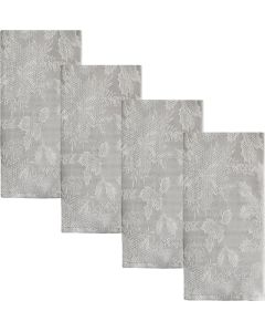 Newbridge Christmas Carol Holiday Noel Damask Napkins Holly Leaf and Poinsettia Weave Damask Soil Resistant Wrinkle Free Easy Care Napkins Set of 4 Fabric Napkins Grey