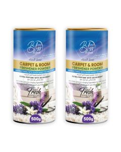 Bliss Antibacterial Carpet Fresh & Room Freshener Powder 500g x 2 / Lavender & Vanilla Scent / Extra Strength Odor Eliminator with Silver Nano Technology /