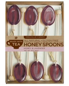 Melville Candy All Natural Tea Honey Spoons & Lollipops Gift Box (Lavender Honey Spoons)