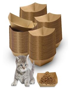 Disposable Pet Food Bowls, Thickened Disposable Pet Bowls, 100pcs Pet Disposable Feeding Bowls for Wet and Dry Food, Kitten, Puppy (3.3in x 4.9in)
