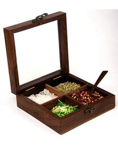 Khushimit Pure Sheesham Wooden Table Top Mouth Freshener Mukhwas Box For Dinning Table Antique Look Explore Your Kitchen with Nature