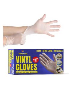 Disposable Vinyl Gloves, Clear, X Large, 100 Gloves x 1 Pack, Food Grade, Latex Free, Powder Free Gloves, Non Sterile, Multi Purpose for Cooking, Cleaning, Kitchen, Home and Restaurant use