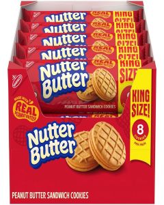 NUTTER BUTTER Peanut Butter Sandwich Cookies, King Size, 10-3.5 oz Snack Packs