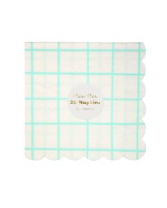 Small Mint Grid Napkins