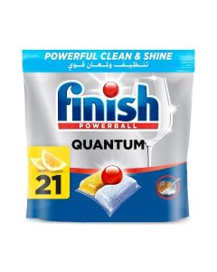 Finish Quantum All in 1 Dishwasher Tablets, Lemon Sparkle Scent, 21 Tabs