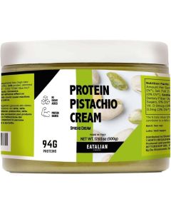 EATALIAN by AMZ BETTER Protein Cream, 17.63 oz/ 500 gr, Pistachio Paste with 94 g of Proteins, Made in Italy, Sweet and Unique, Taste Ideal on Bread and Excellent for Dubai Chocolate