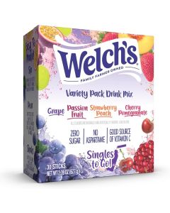 Welch's Singles To Go Variety Pack Drink Mix - 30 Servings with Grape, Passion Fruit, Strawberry Peach, and Cherry Pomegranate Flavors