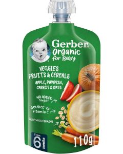 GERBER Organic For Baby Fruits & Cereals – Apple, Pumpkin, Carrot & Oats