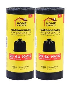 60 Gallons, Pack of 40-Pieces, Size 90*110 cm, (20 Trash Bags X 2 Rolls), Heavy Duty Bio-degradable Garbage Bags Rolls, Bin Liners