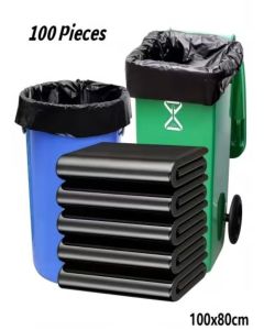100 pcs Heavy Duty Trash Bags,100*80cm Large Capacity Kitchen Trash Bags Heavy Duty Garbage Bag Good Toughness,No Water Leakage,Trash can Liners Trash Bags,Large Black Commercial Garbage Bags,Suitable for Hhome Offices, Hotels, Property Management,Sanitat
