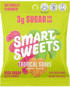 SmartSweets Tropical Sours Gummy Candy - 1.8oz (Pack of 14) - Low Sugar, Plant-Based, Gluten-Free Snack