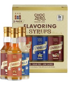 ChocZero Sugar Free Syrup Variety Pack - Caramel, Hazelnut, and Vanilla Flavoring Syrups - Keto Friendly, Zero Sugar (3 Bottles, 10.8 Ounces Each)