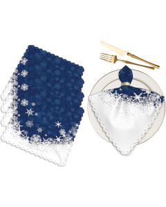 Yibeas Merry Christmas Snowflake Cloth Napkins Set of 4 Soft Winter Blue Frosty Snow Christmas Polyester Dinner Square Napkin for Family Restaurant Weddings Parties 18 x 18 inch