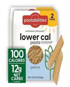 Pastabilities, Lower Calorie Pasta, Penne – 100 Calories Per Serving, Low Net Carbs, Calorie, Non-Gmo, High Fiber, Vegan, Plant-Based, Enhanced Nutrients, Delicious Taste & Texture (8 Ounce, 2