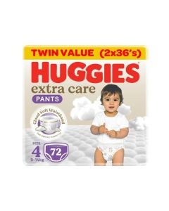 Huggies Extra Care Baby Culottes, Size 4 (9-14 kg), Mega Pack, 72 Diaper Pants