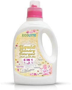 ECOLYTE+ Liquid Laundry Detergent for All Washing Machines, 6 in 1 Deep Clean Technology, Power Gel, Color Care, Perfect Cleanliness & Long-Lasting Freshness - (Royal Roses, 2 Liter)