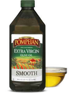 Pompeian Smooth Extra Virgin Olive Oil, First Cold Pressed, 68 Fl Oz - Mild and Delicate Flavor for Cooking