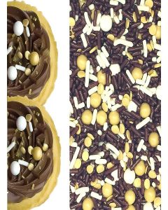 Shabby Elegant Chic Edible Confetti Sprinkles Cake Cookie Cupcake IceCream Donut Quins - 4oz (Brown Gold White)