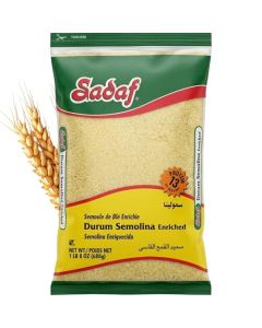Sadaf Durum Semolina Fine Enriched Durum Semolina for Cooking Baking Semolina Flour Middle Eastern Cuisine Kosher 24 Oz Resealable Bag