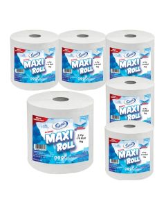 Maxi Roll Tissue Paper, 1kg, Hand Towels 2 Ply - 6 Rolls