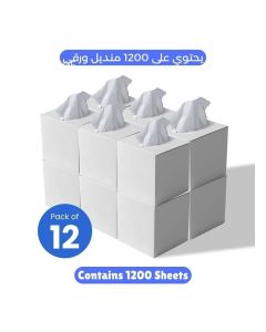 2 Ply Facial Tissue 1200 Sheets in Cube Boxes - Contains 12 Box of 100 Premium Quality Soft and Absorbent Tissues