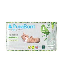 Organic Bamboo Size 1 Diapers Upto 5 Kgs 34 Count