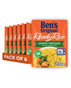 BENS ORIGINAL Ready Rice Garden Vegetable Flavored Rice Easy Dinner Side 88 oz Pouch Pack of 6