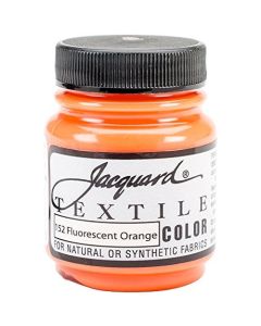 Jacquard Textile Color Fluorescent Orange Permanent Fabric Paint for Clothes Furniture Upholstery Shoes or Tote Bags Indoor Outdoor Fabric Paint 225 Oz Jar Upholstery Fabric Paint