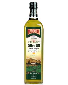 Maderra Spanish Extra Virgin Olive Oil 1L Glass Bottle / Cold Extracted / First Press / Ideal for Cooking & Dressing