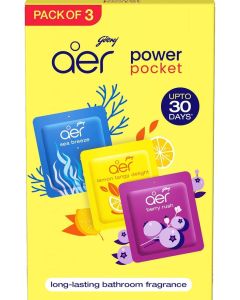 Aer Power Pocket Air Freshener Bathroom and Toilet Lasts Up To 30 Days 10G x3, 30 grams