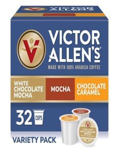 Victor Allen's Coffee Mocha Variety Pack (White Chocolate, Mocha, Chocolate Caramel), 32 Count, Single Serve Coffee Pods for Keurig K-Cup Brewers